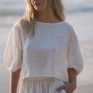 Amour Vert/Lilly Pilly Leia Linen Top